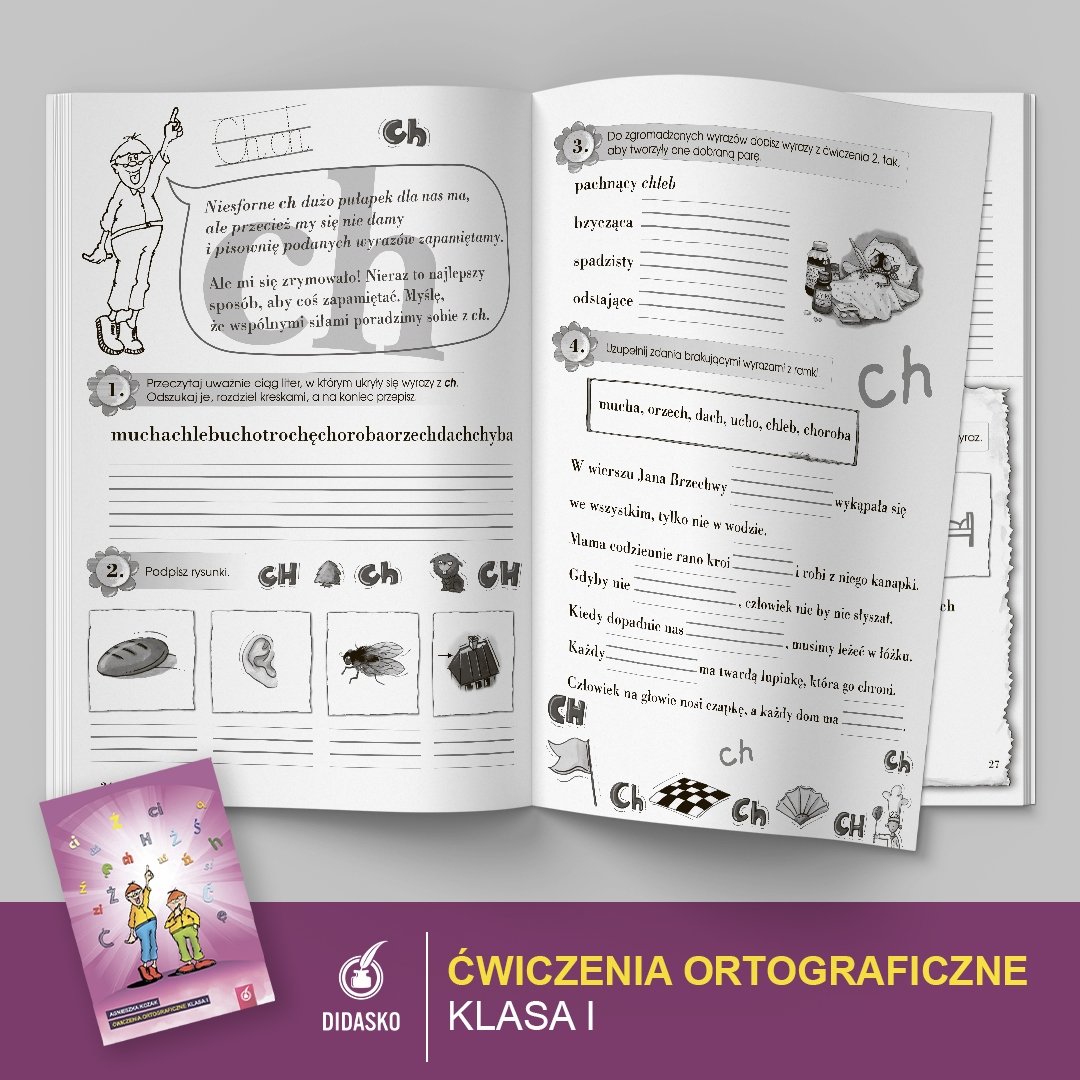 Ćwiczenia ortograficzne, klasa 1 - Ortografia - Materiały dodatkowe