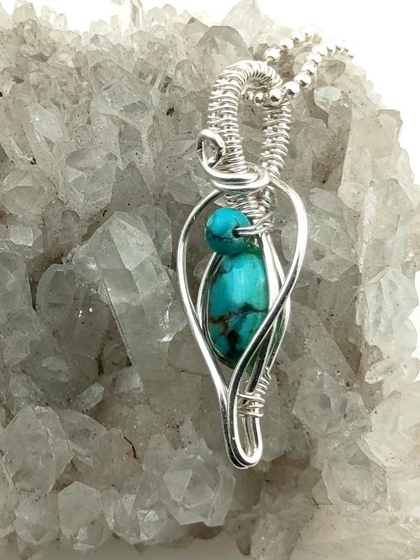 Wisiorek srebro Ag999 z turkusem tybetańskim dla znaku Strzelca, Ryb, Skorpiona, Byka, Wodnika, Bliźniąt i Raka