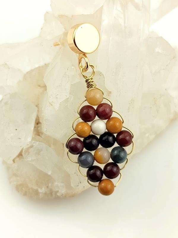 Kolczyki mosiężne z jaspisem mookait dla numerologicznej 4, 6 i 8