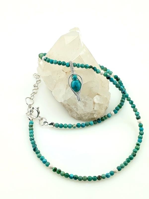 Turkus – naszyjnik ze srebra dla laryngologa lub logopedy