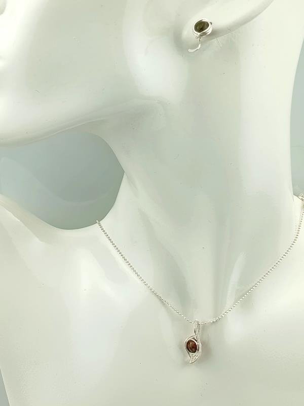 Naszyjnik i kolczyki ze srebra z jaspisem unakit