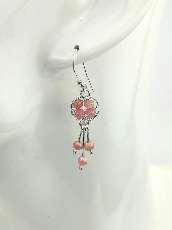 Prezent dla nauczycielki - kolczyki ze srebra z rodochrozytem