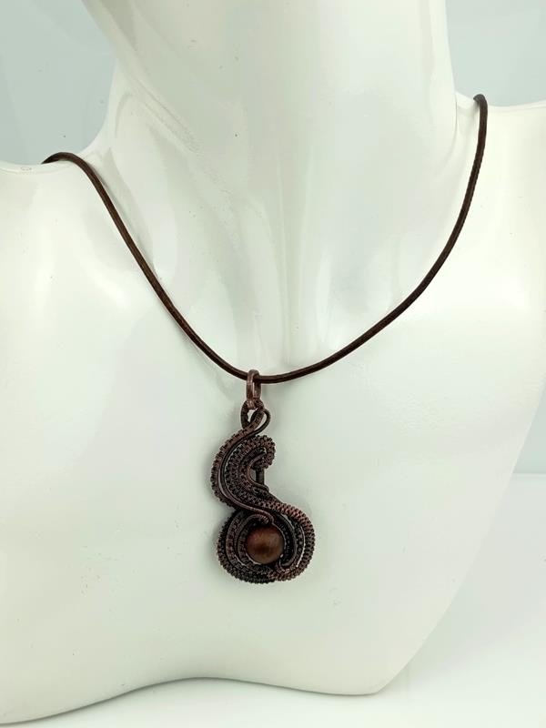 Wisior miedziany z jaspisem Picasso dla numerologicznej 6