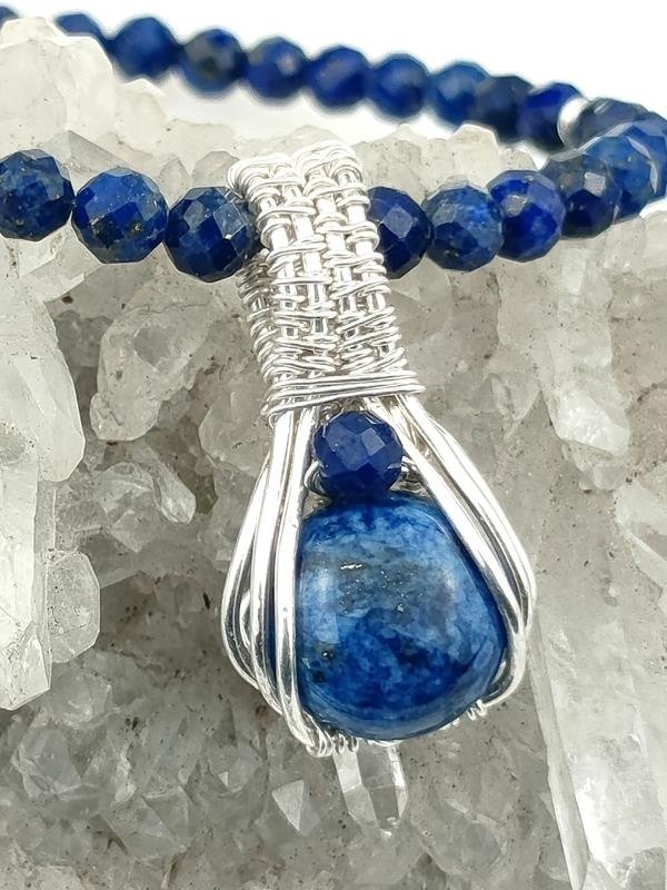Lapis lazuli i sodalitem – naszyjnik srebro dla numerologicznej 1, 3, 4, 5, 7 i 11