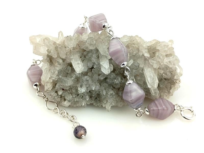 Bransoletka ze srebra Ag930 z jadeitem, obwód od 15.5 do 18 cm, waga 13.8 grama, prezent 12 rocznica ślubu, rękodzieło