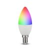 Żarówka LED SMART WiFi V-TAC 4.8W E14 Świeczka TUYA Alexa Google Home VT-5114-N RGB+2700K-6400K 450lm