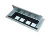 Box blatowy 8M - puszka blatowa do montażu gniazd standardu 22,5x45 mm ( 45x45 mm) uchylna dwustronnie, srebrny metalik