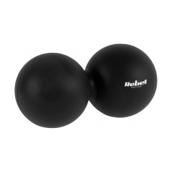 Duoball podwójna piłka do masażu 6.2cm, kolor czarny, materiał silikon, REBEL ACTIVE