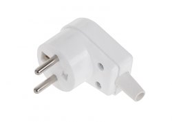 Wtyczka kątowa z uziemieniem biała WT-20S