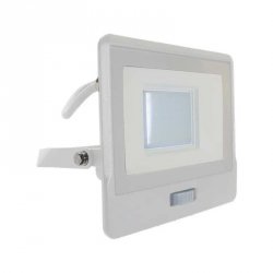 Naświetlacz LED V-TAC 30W SAMSUNG CHIP czujnik ruchu biały przewód 1M VT-138S-1 6400K 2340lm 5 lat gwarancji