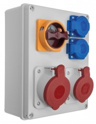 Rozdzielnica R-BOX 240, 1x32A/5p, 1x16A/5p, 2x250V, wyłącznik L/P, IP44 (B.1095W)