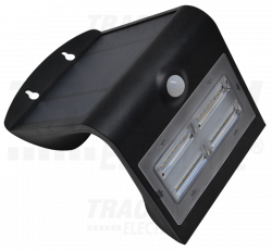 Solarna oprawa ścienna LED z czujnikiem ruchu, czarna, 3,2W, 4000K, 400lm, IP65, 3,7V/2 Ah Li-Ion (LSLBB3W)