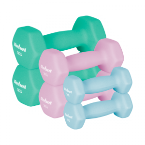 Hantelki żeliwne neoprenowe HEX zestaw 12kg (2x1kg+2x2kg+2x3kg), REBEL ACTIVE