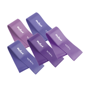 Zestaw gum do ćwiczeń lateksowy - Mini Band L, 2.3-18.2 kg, 5 gum, fioletowy,  REBEL ACTIVE