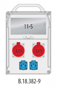 Rozdzielnica budowlana erbetka R-BOX 382 11S: 2x32A/5P, 2x250V, 400V, IP44 B.18.382-9 Pawbol