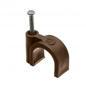 Uchwyt kablowy z gwoździem, fi12mm, okrągły, brązowy, 25szt, H.7009B -25 Pawbol