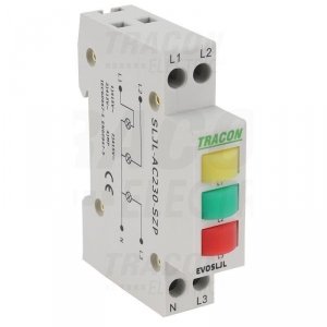Trójfazowa lampka sygnalizacyjna LED, zielona/żółta/czerwona, 3x230V AC (SLJL-AC230-SZP)