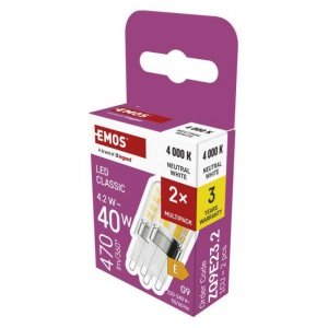 Żarówka LED Classic JC / G9 / 4,2 W (40 W) / 470 lm / neutralna biel 2PK