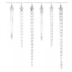 Dekoracje - 160 LED 6x sopel 25 do 40 cm 2 m, zimna biel, IP44