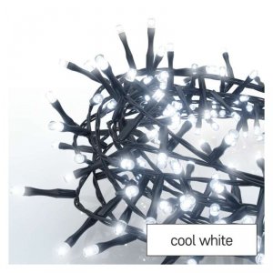 Lampki choinkowe LED Classic Cluster, jeżyk, 300 LED 6m, zimna biel, czarny, IP44, timer