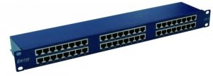 Panel 19, 48xRJ45 STP kat.6 (1U) z półką, niebieski