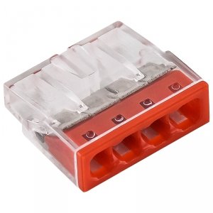 Szybkozłączka elektryczna samozaciskowa 4x0,5-2,5mm2 4 styki, 24A, 450V czerwona E.4182T Pawbol