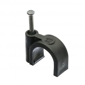 Uchwyt kablowy z gwoździem, fi12mm, okrągły, czarny, 100szt, H.7009C Pawbol