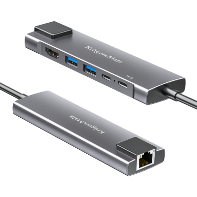 Adapter (HUB) USB typu C na HDMI/2x USB3.0/2x USB typu C/RJ45