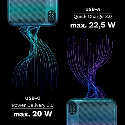 PowerBank Kruger&amp;Matz 40000 mAh Li-ion z funkcją QC oraz PD