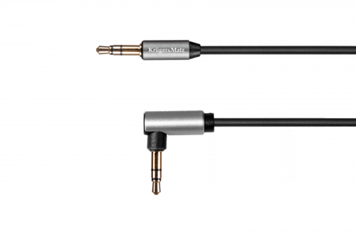 Kabel jack 3.5 kątowy - jack 3.5 prosty sprężynka 1.8m Kruger&amp;Matz Basic
