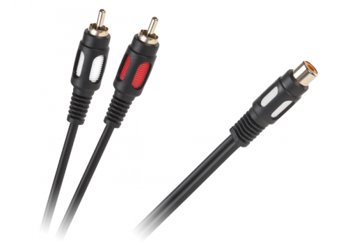 Kabel 1RCA gniazdo - 2 wtyki RCA  25cm