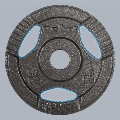 Obciążenie żeliwne zestaw 4x2.5kg, otwór 31mm, talerz z uchwytami, REBEL ACTIVE