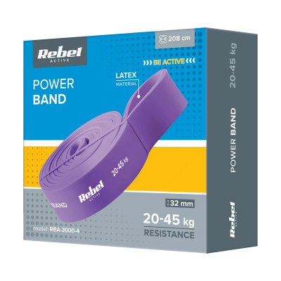 Guma do ćwiczeń lateksowa - Power Band PL-4, fioletowa 20-45 kg  REBEL ACTIVE