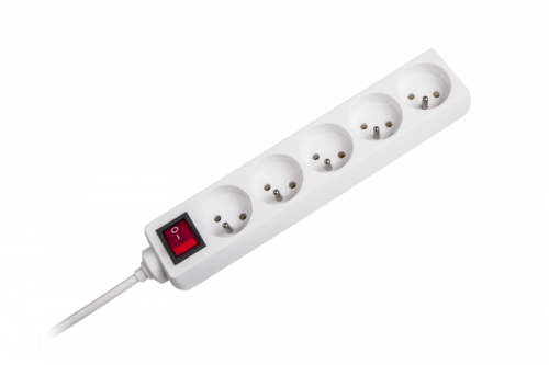 Przedłużacz sieciowy Rebel 5 gniazd z przełacznikiem, 3m (1,5mm)