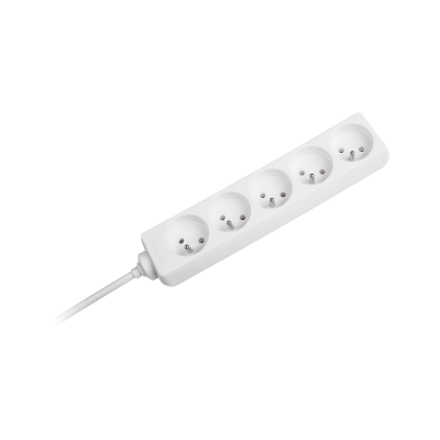 Przedłużacz 5 gniazd 3m typu francuskiego bez przełącznika (3x1,5mm) Rebel biały