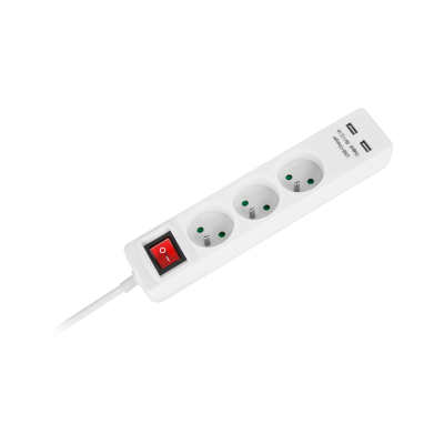 Przedłużacz sieciowy Rebel 3 gniazda + 2 gniazda USB z wyłacznikiem - 5m