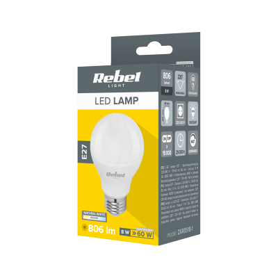 Lampa LED Rebel G45 8W, E27, 4000K, 230V