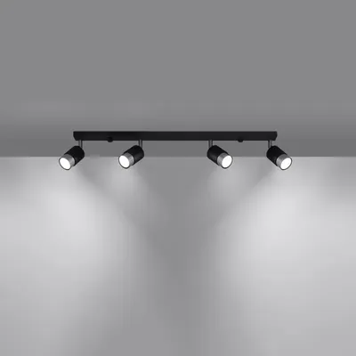 Plafon NERO 4 czarny/chrom