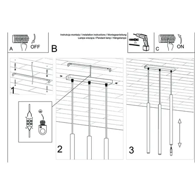 Lampa wisząca PASTELO 3L drewno