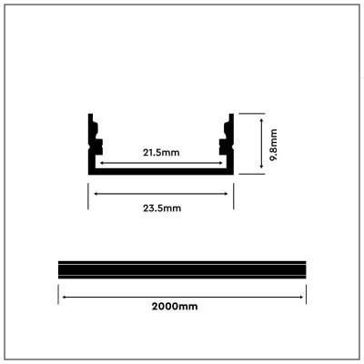 Profil do LED zestaw, ALU na dwie taśmy czarny V-TAC 2mb czarny klosz 23,5x10mm VT-8108