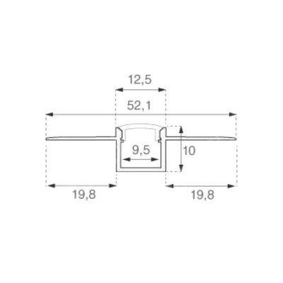Profil Aluminiowy V-TAC 2mb Anodowany, Klosz Mleczny, Do gipsowania 9,5mm VT-8102