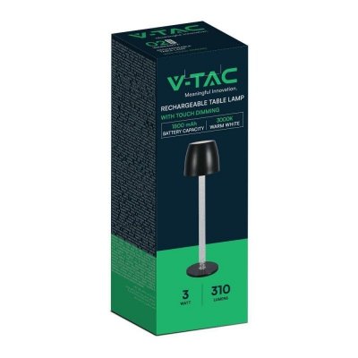 Lampka stołowa nocna V-TAC 3W LED 37cm ładowanie ściemnianie czarna VT-7576 3000K 310lm