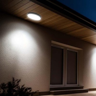 Oprawa sufitowa plafoniera V-TAC 36W LED okrągły 35cm natynkowy IP44 czarny VT-8630B 3000K 3820lm