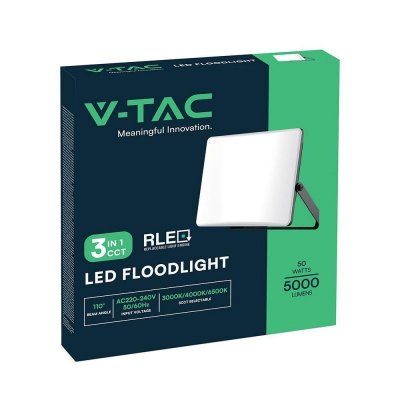 Naświetlacz LED V-TAC 50W LED 3w1 CCT 100Lm/W mleczny klosz VT-44056CCT 3000-4000K-6500K 5000lm
