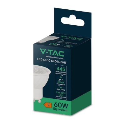 Żarówka LED V-TAC GU10 6W 10st (wąski kąt światła) VT-249 3000K 445lm