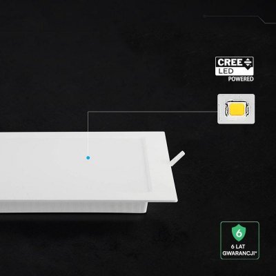Panel wpuszczany downlight V-TAC 12W LED CREE CHIP kwadrat 170x170mm VT-61012CCT 3000K-4000K-6500K 1320lm 6 lat gwarancji