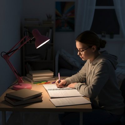 Lampka biurkowa AURIQ 1xE27 różowa LED2B