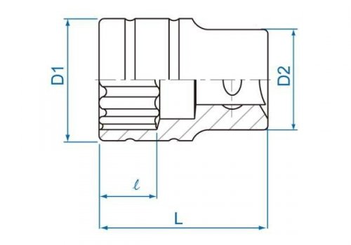 NASADKA KRÓTKA 1/2&quot; CALOWA 25/32&quot; x 38mm 12-kąt. Cr-v King Tony