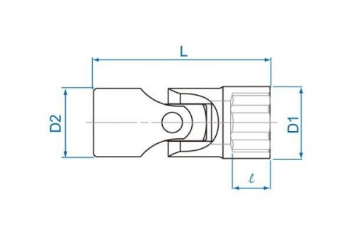 NASADKA KRÓTKA Z PRZEGUBEM 3/8&quot; 15mm x 49,5mm, 12-kąt, CHROM King Tony