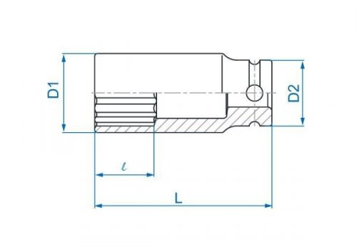 NASADKA DŁUGA UDAROWA CIENKOŚCIENNA 1/2&quot; 20mm x 80mm, 12-kąt King Tony